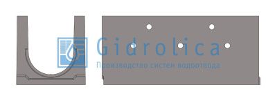 Лоток водоотводный бетонный коробчатый (СО-300мм), с дренажным отверстием справа KUоп 100.44(30).49(42,5) - BGU