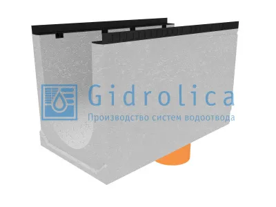 Лоток водоотводный бетонный коробчатый (СО-400мм), с водосливом КUв 100.54(40).62,5(54,5) - BGМ, № 35-0